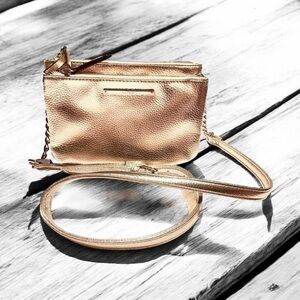 Nine West Metallic Gold Crossbody adjustable Strap bag/ Purse, party wedding